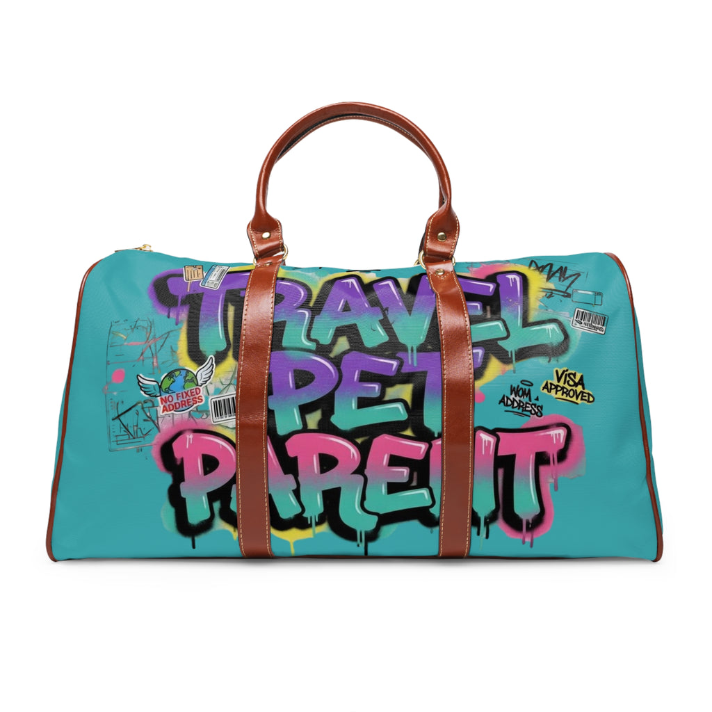 Graffiti 'Travel, Pet, Repeat' Waterproof Travel Bag