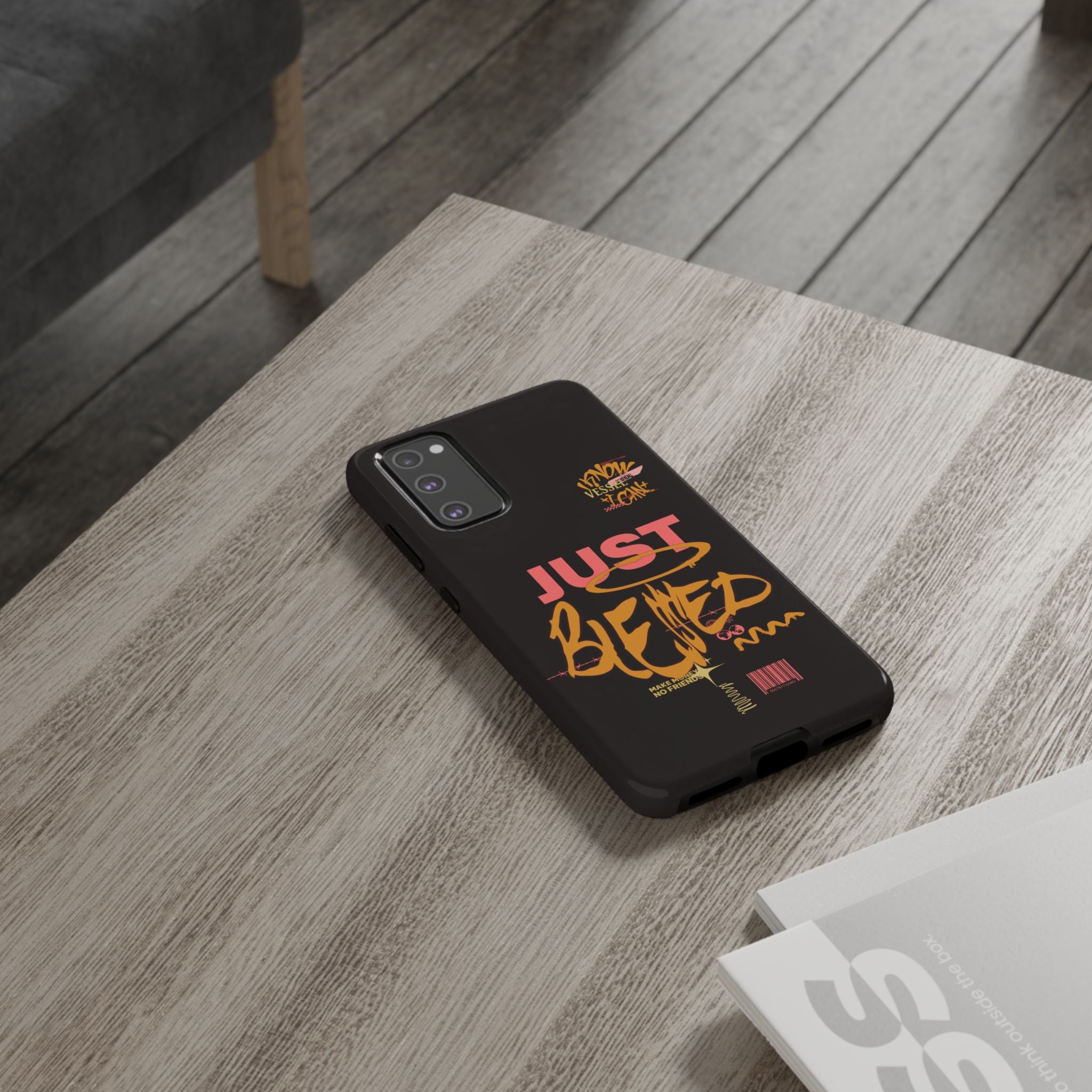 Phone Case — "Just Blessed" Bold Typographic Black Protective Case