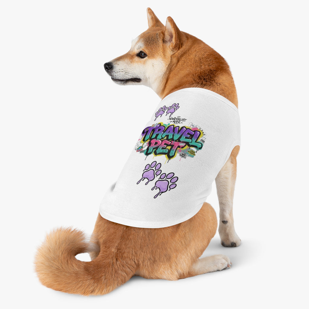 Graffiti Paw Print Travel Pet Tank Top — Trendy Street-Style Dog Shirt Matching Human Shirt