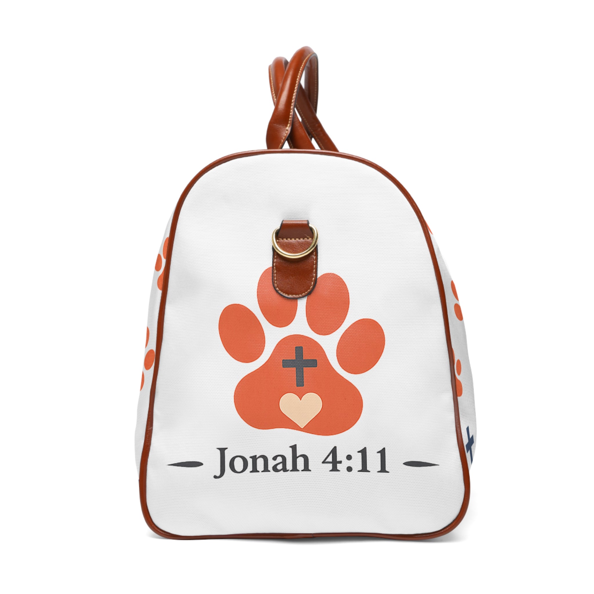 Waterproof Travel Bag — Paw Print & Floral Weekender Duffel