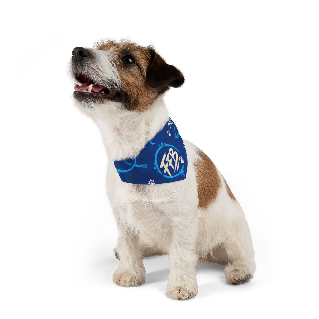 Bandana Collar — Blue Paw Print Pattern with "FFB" Logo