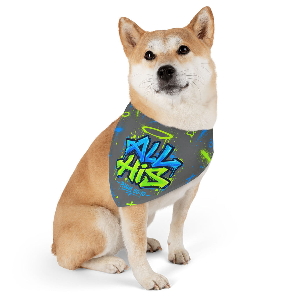 Graffiti "All His" Pet Bandana Collar - Neon Street Style Dog & Cat Accessory