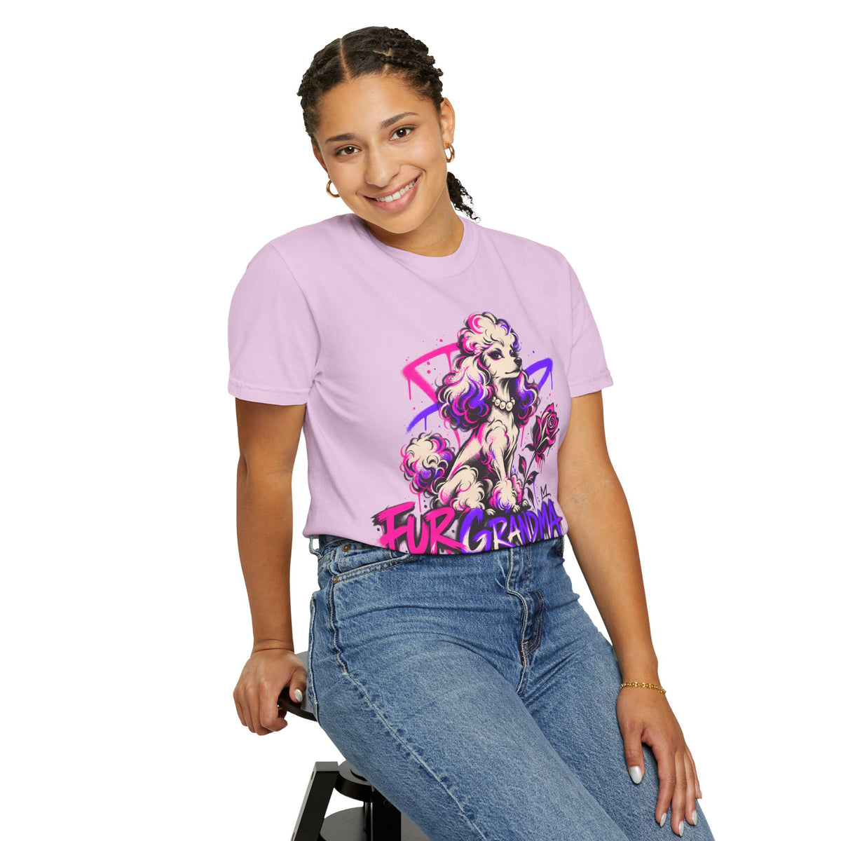 Poodle 'Fur Grandma' Graphic T-Shirt — Retro Neon Pet Lover Tee