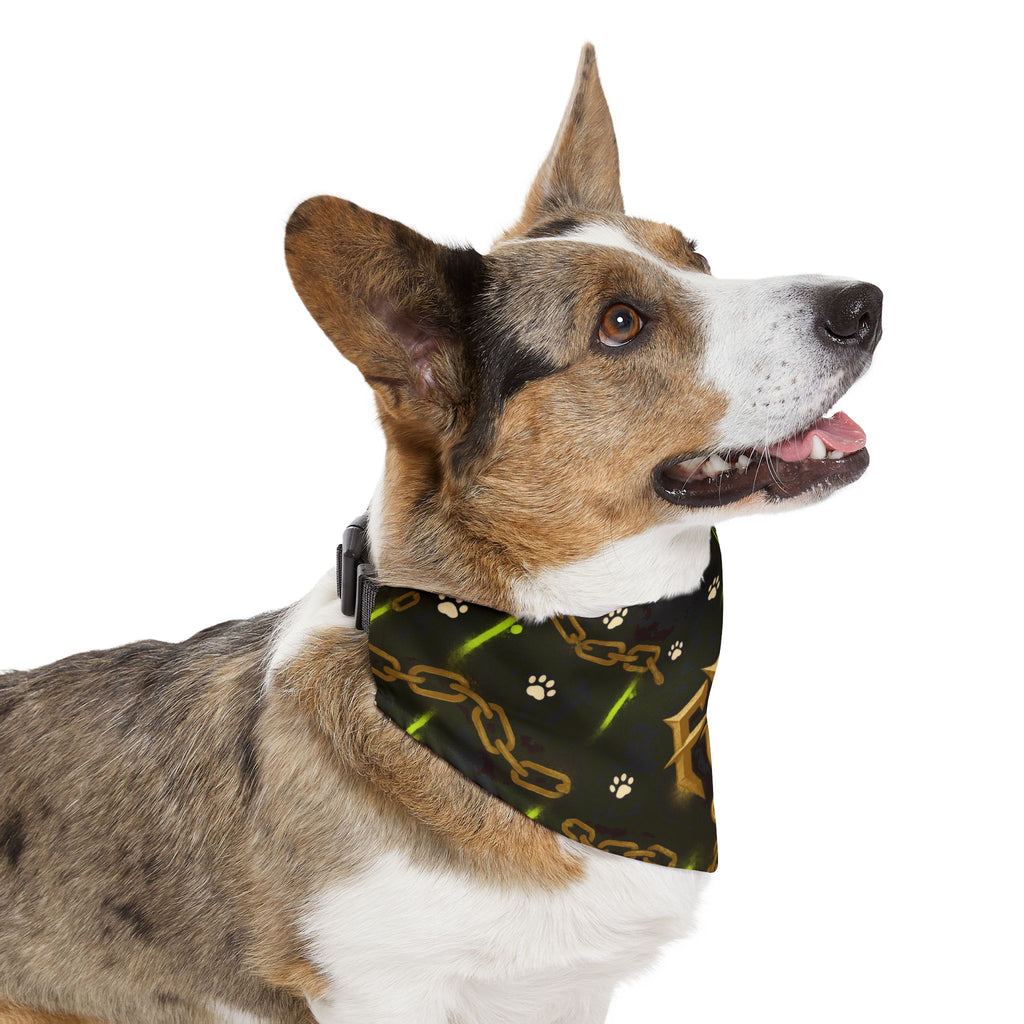 Gold Chain 'FTB' Pet Bandana Collar – Luxury Collar Accessory for Dogs & Cats