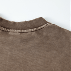 Washed Raw-Edge Cropped Crew Neck Sweatshirt