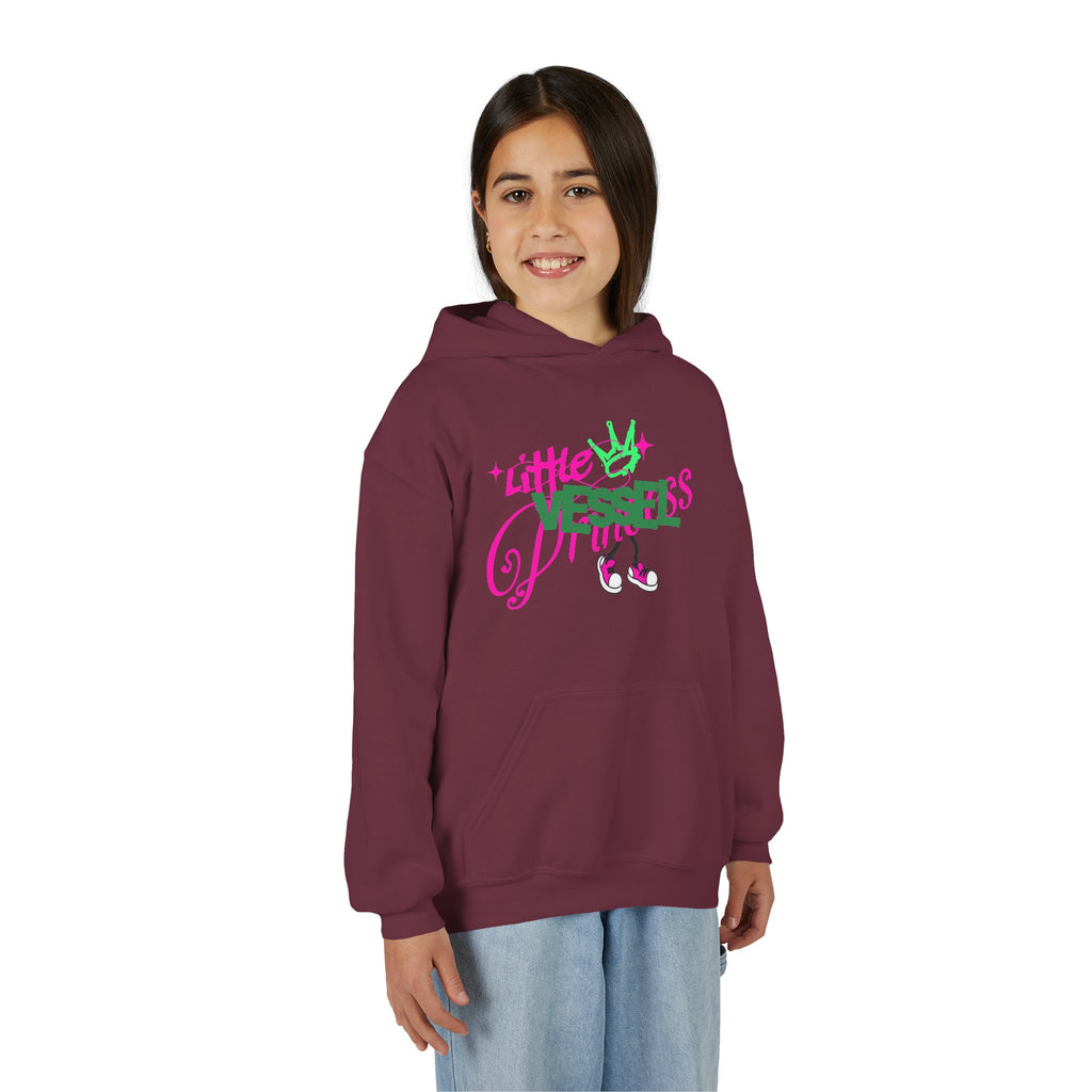 Youth Hoodie — “Little Vessels” Princess Christian Kids Sweatshirt (Mark 9:23, All Things Possible)