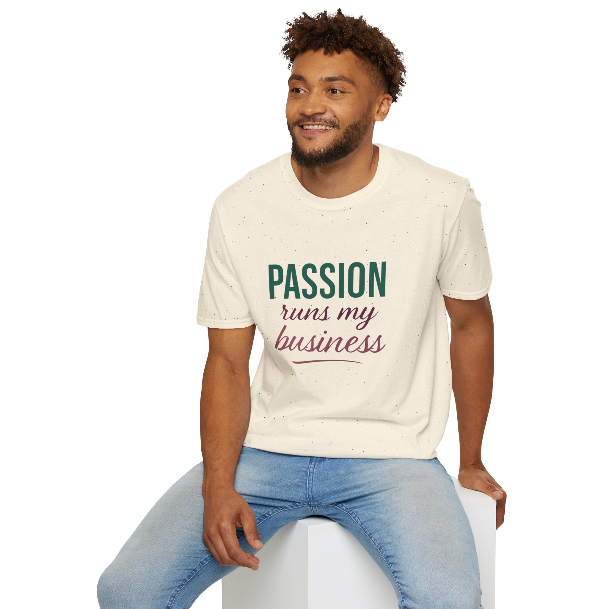 Motivational Passion Runs My Business Unisex T-Shirt with Scripture Back Design
