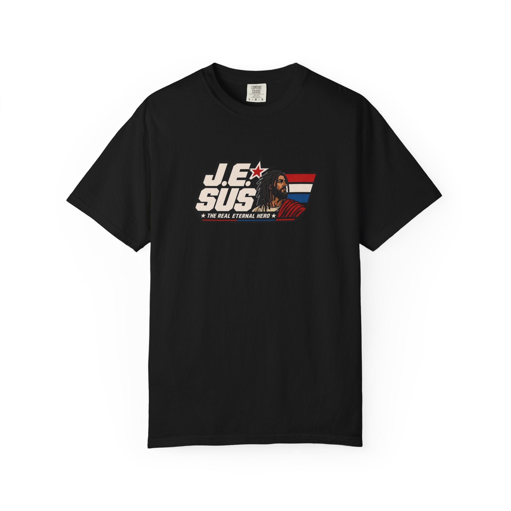 Jesus Retro Graphic T-Shirt — “J.E.SUS The Real Eternal Hero” Christian Vintage Tee