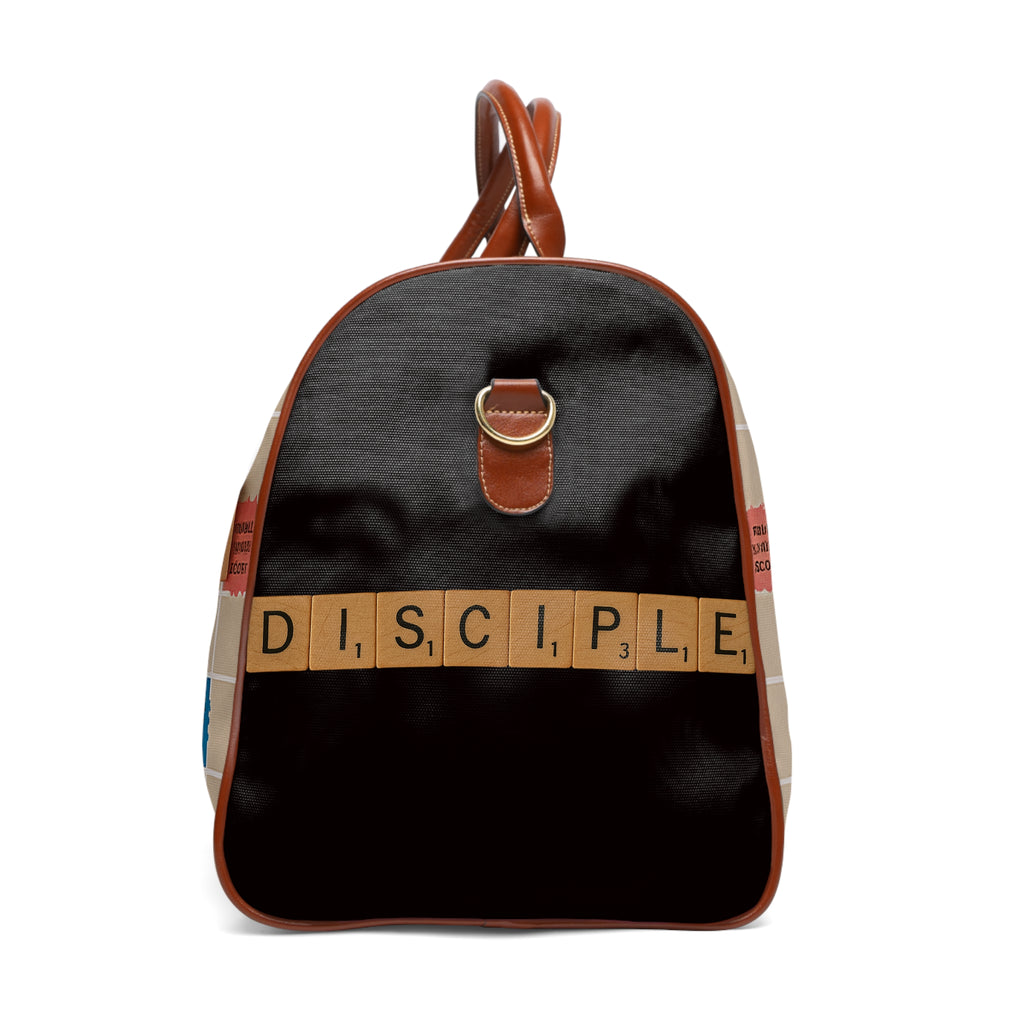 Revelation 12:11 Scrabble-Style Waterproof Travel Bag