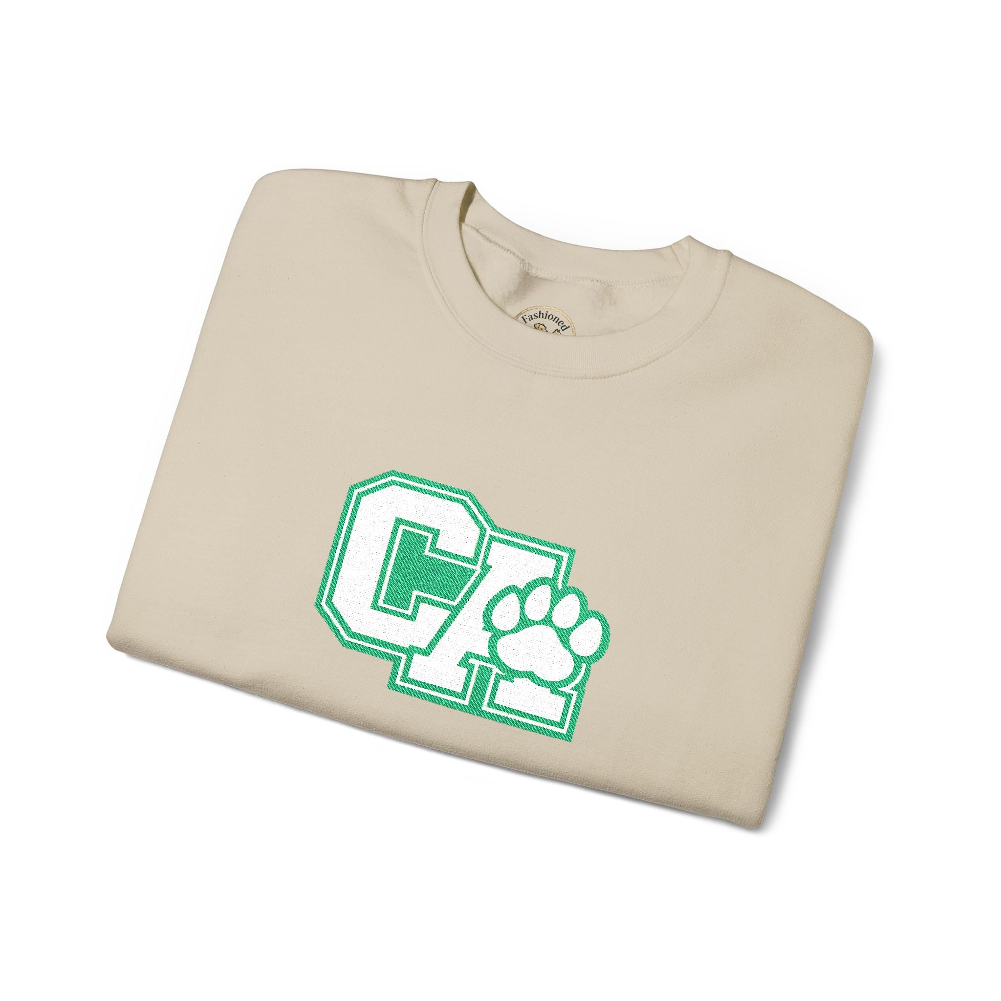 California Crewneck Sweatshirt — Green Vintage 'CA' Paw Logo