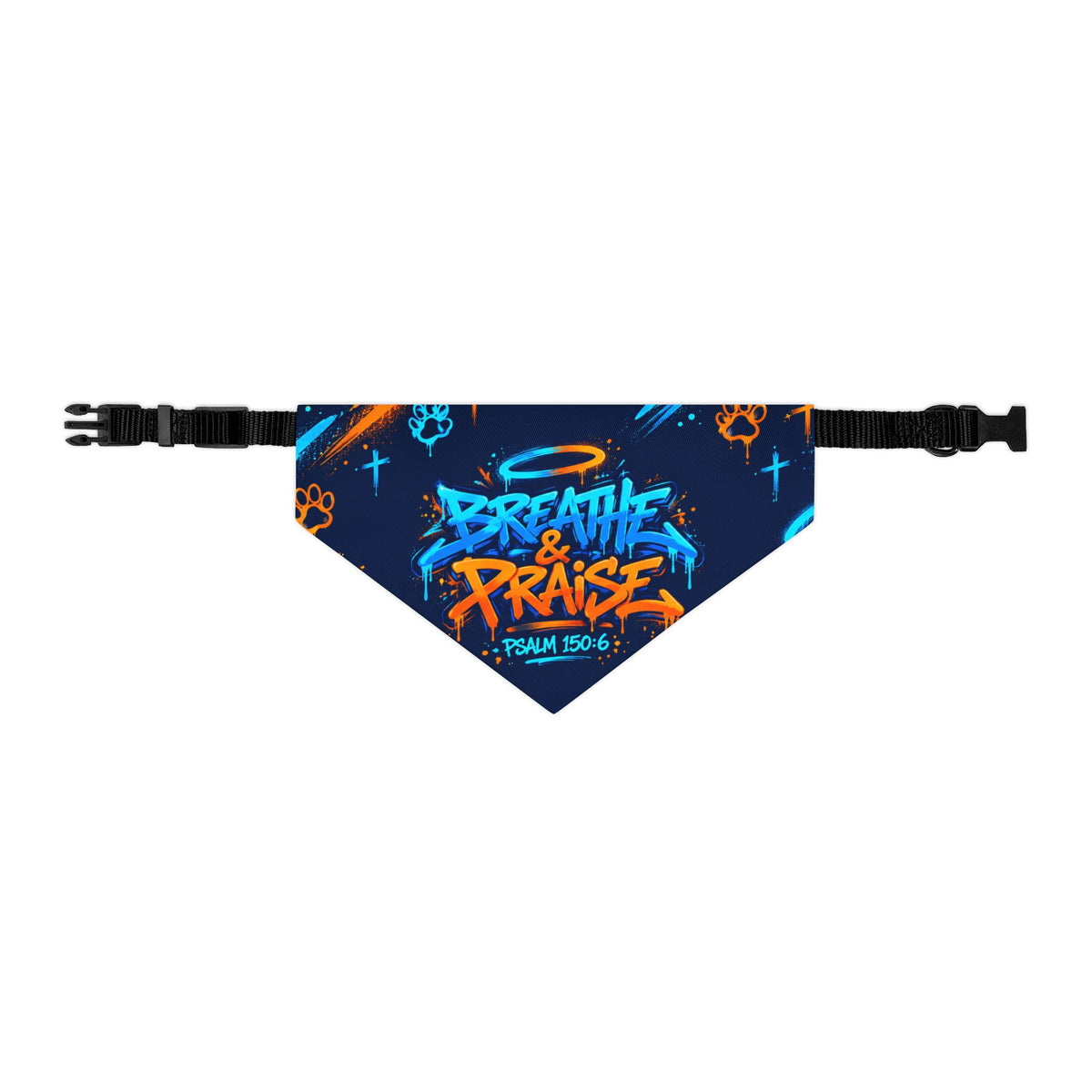 Pet Bandana — “Breathe & Praise” Blue Soundwave Collar Bandana