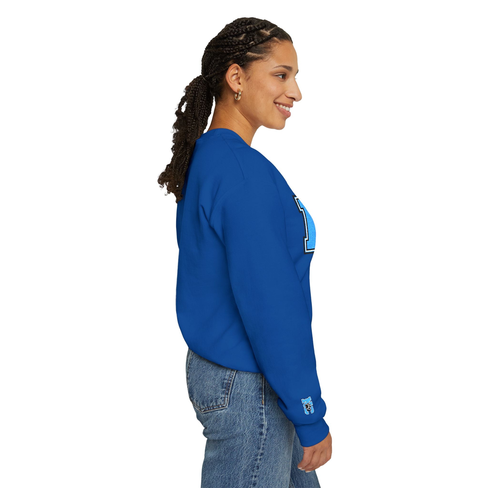 NC Paw Letterman Crewneck Sweatshirt —North Carolina Vintage School Spirit