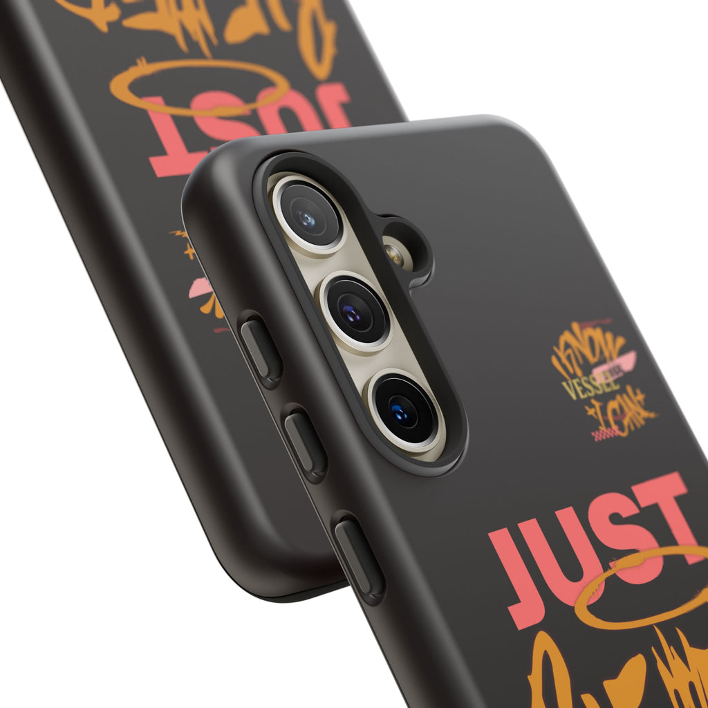 Phone Case — "Just Blessed" Bold Typographic Black Protective Case