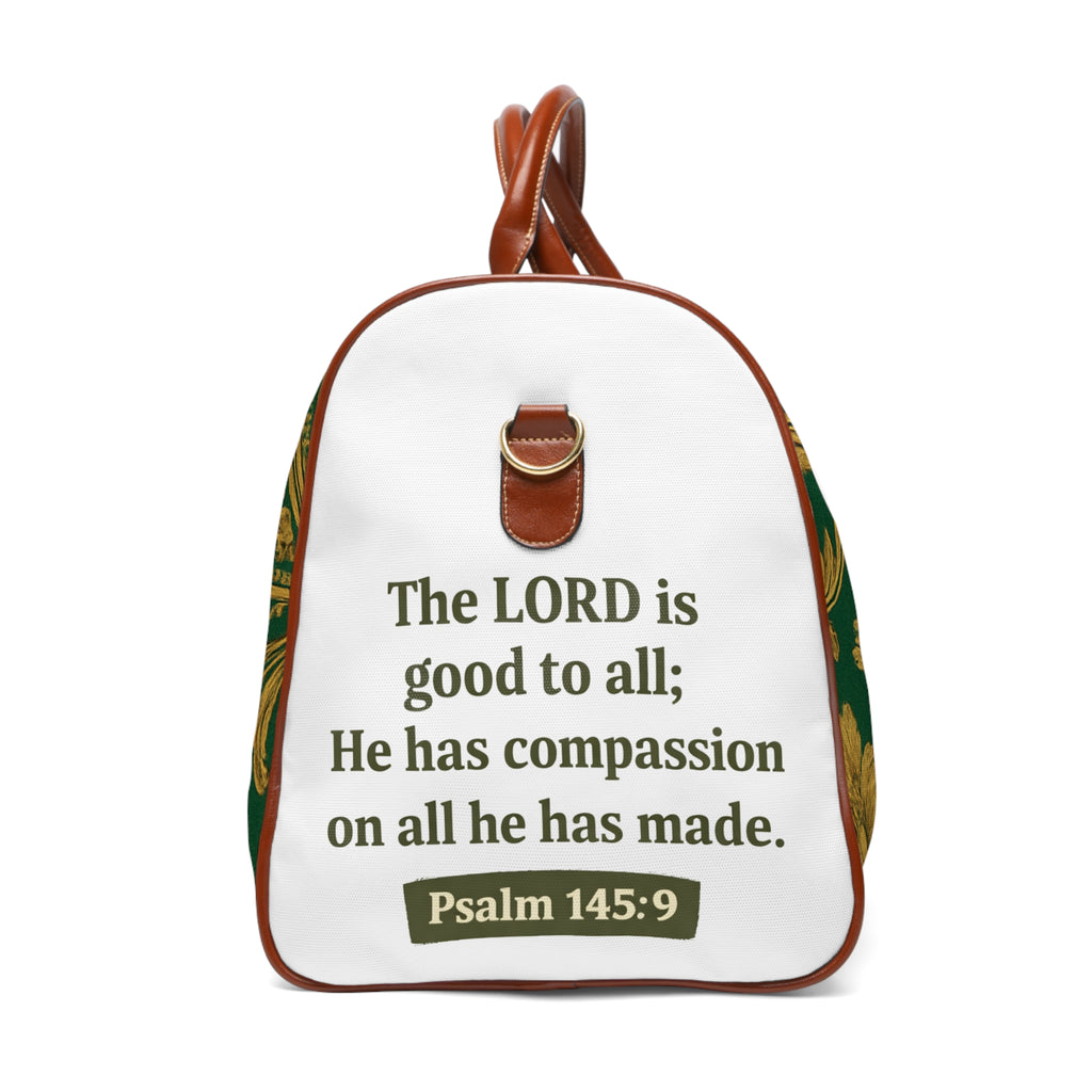 Vintage Baroque Waterproof Travel Bag — Green & Gold Weekender Duffel
