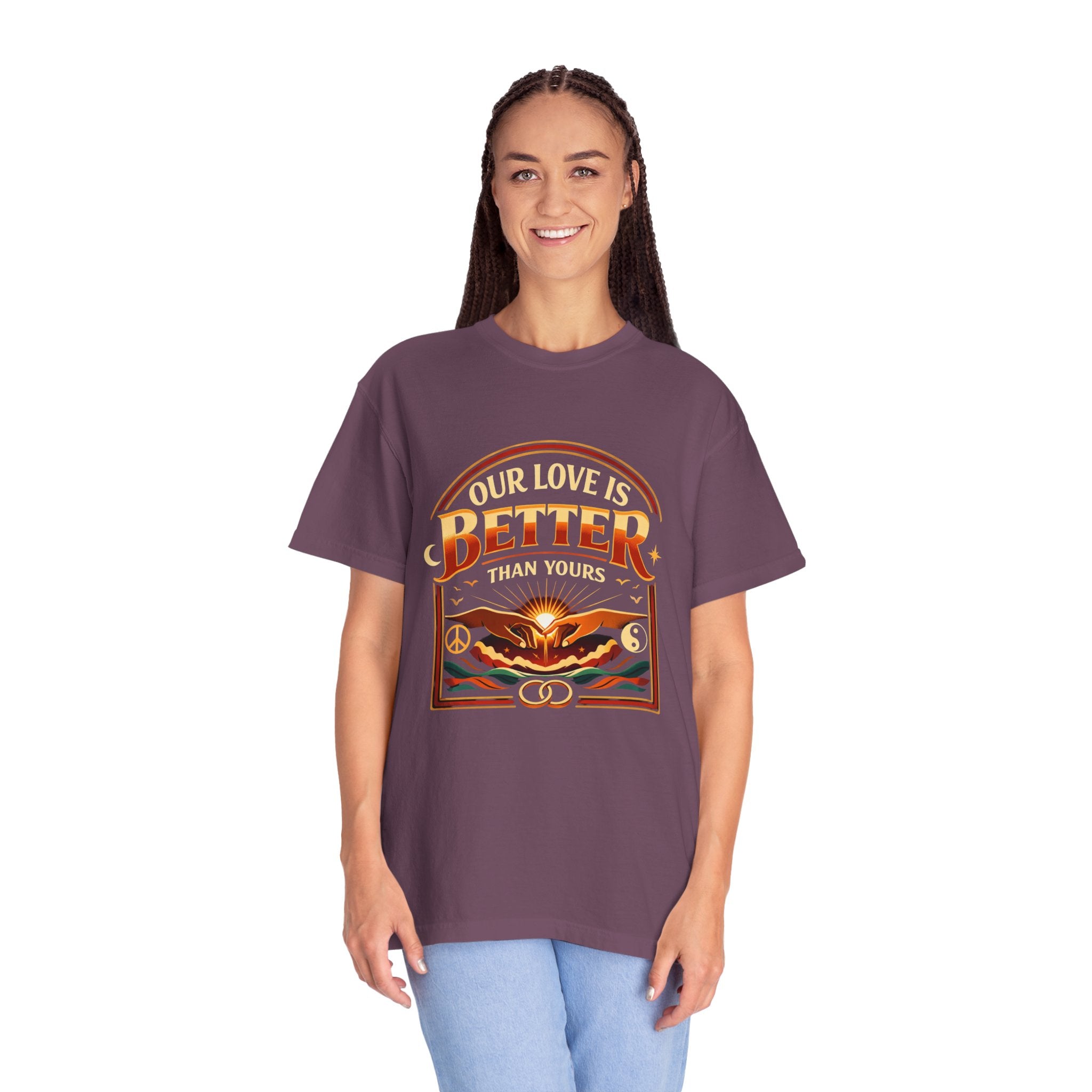 Our Love Is Better Graphic T‑Shirt — Retro Sun & Eagle Vintage Tee