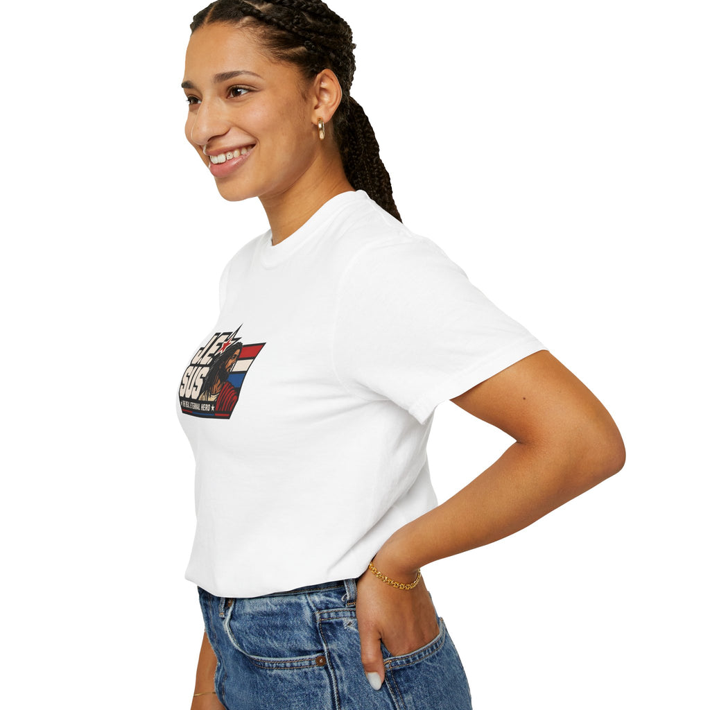 Jesus Retro Graphic T-Shirt — “J.E.SUS The Real Eternal Hero” Christian Vintage Tee