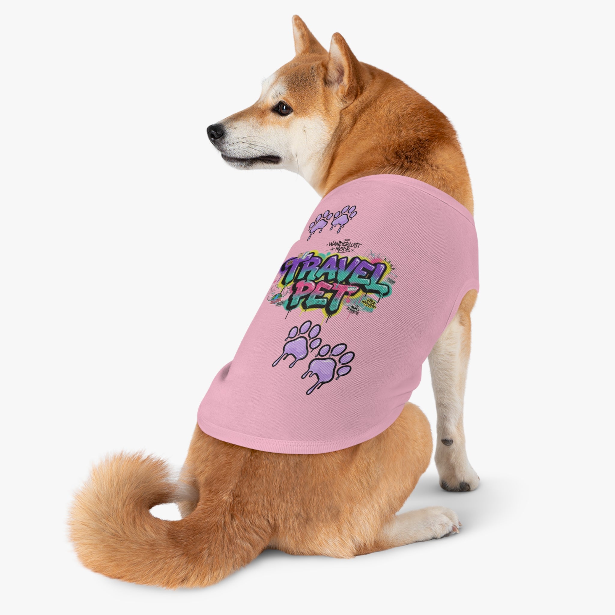 Graffiti Paw Print Travel Pet Tank Top — Trendy Street-Style Dog Shirt Matching Human Shirt