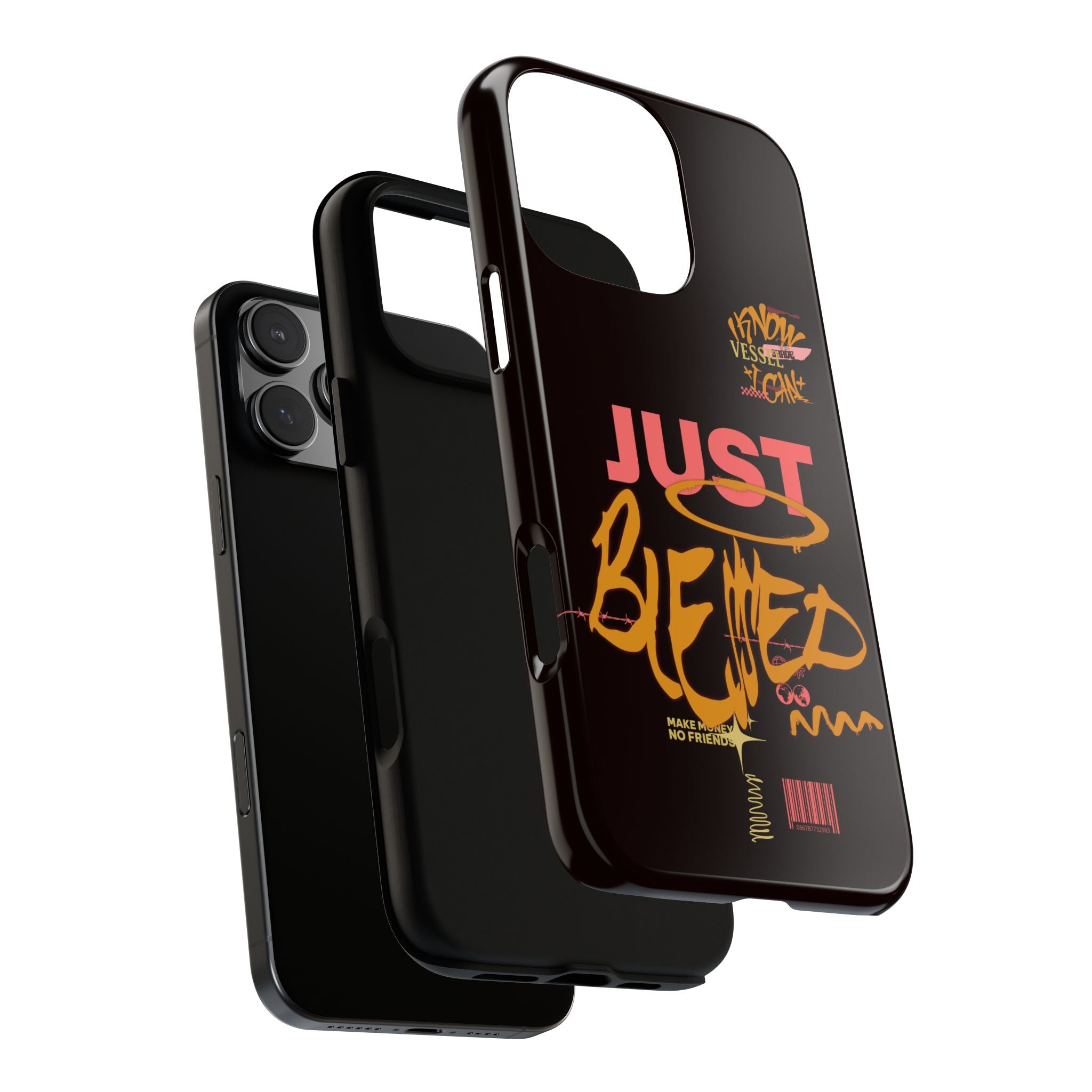Phone Case — "Just Blessed" Bold Typographic Black Protective Case