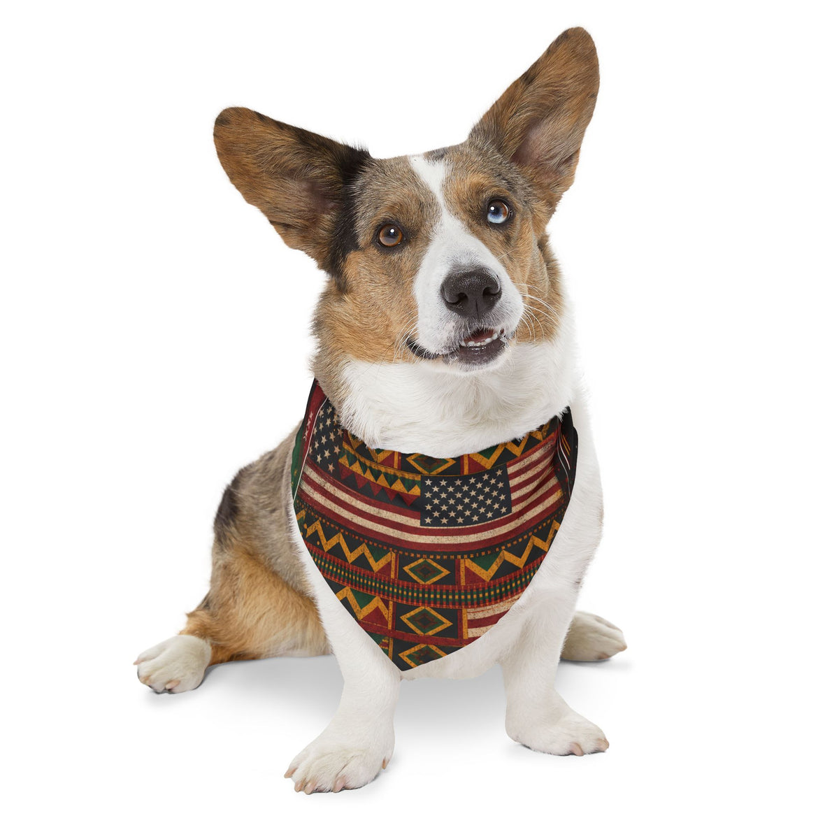 Geometric Kente Inspired and USA Print Pet Bandana Collar