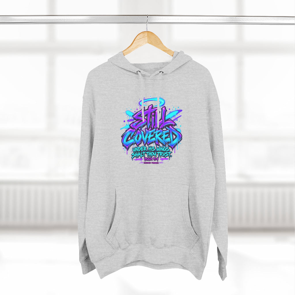 Christian Hoodie — "He Shall Cover Thee" Psalm 91:4 Graphic Fleece Hoodie