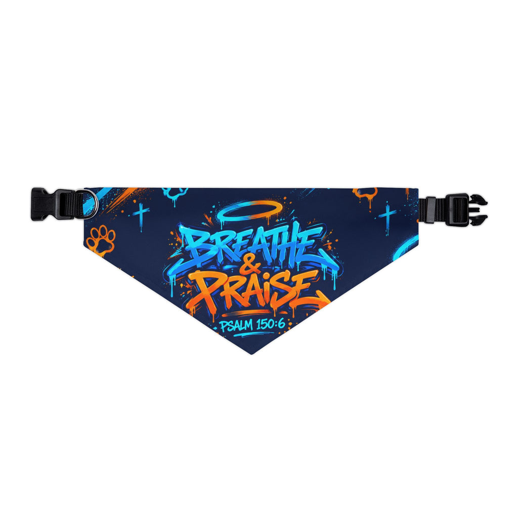 Pet Bandana — “Breathe & Praise” Blue Soundwave Collar Bandana