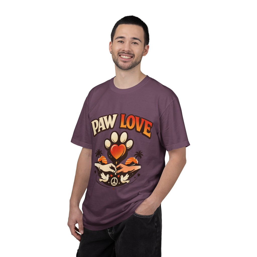 Paw Love T-Shirt — Retro Heart Paw Graphic Tee for Dog Lovers