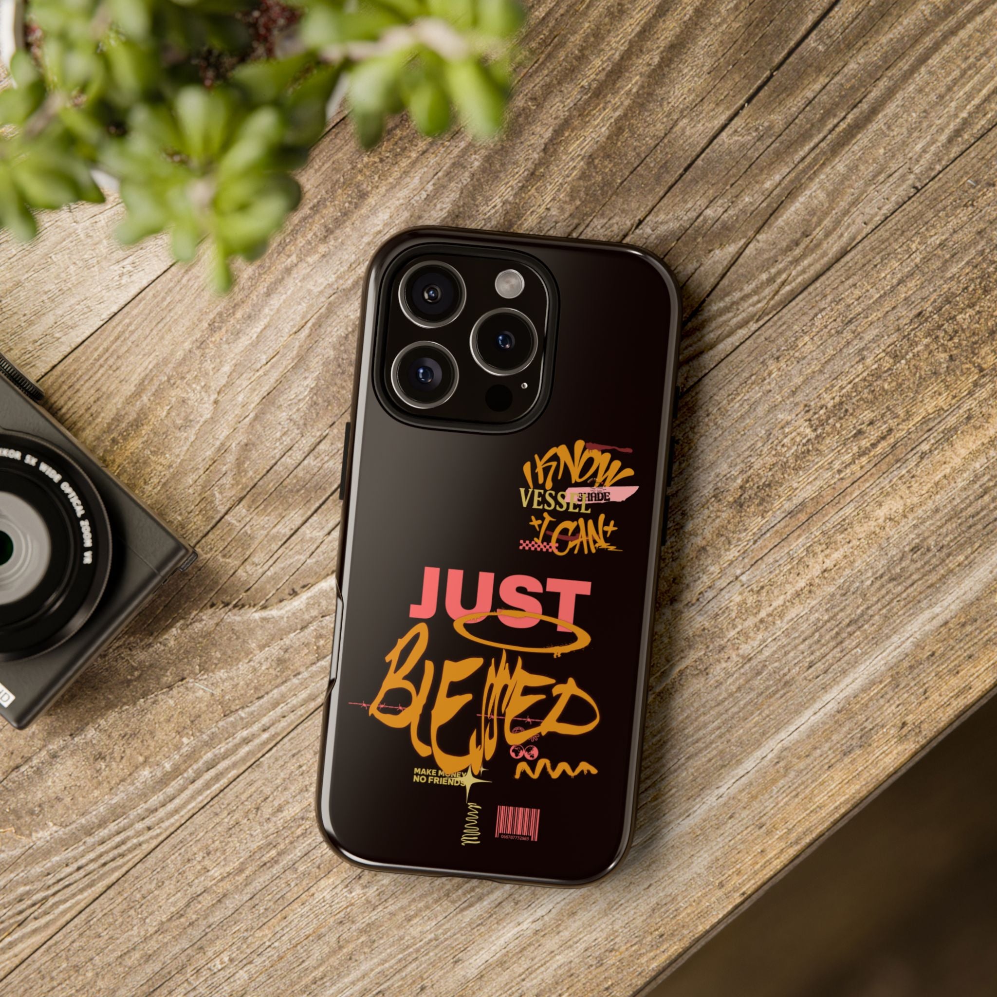 Phone Case — "Just Blessed" Bold Typographic Black Protective Case