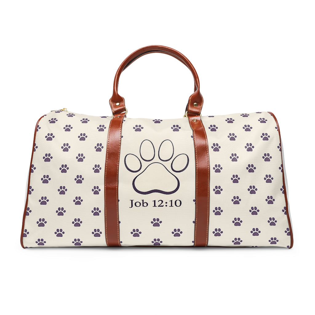 Pet Paw Scripture Duffle Bag – Job 12:10 Waterproof Travel Bag
