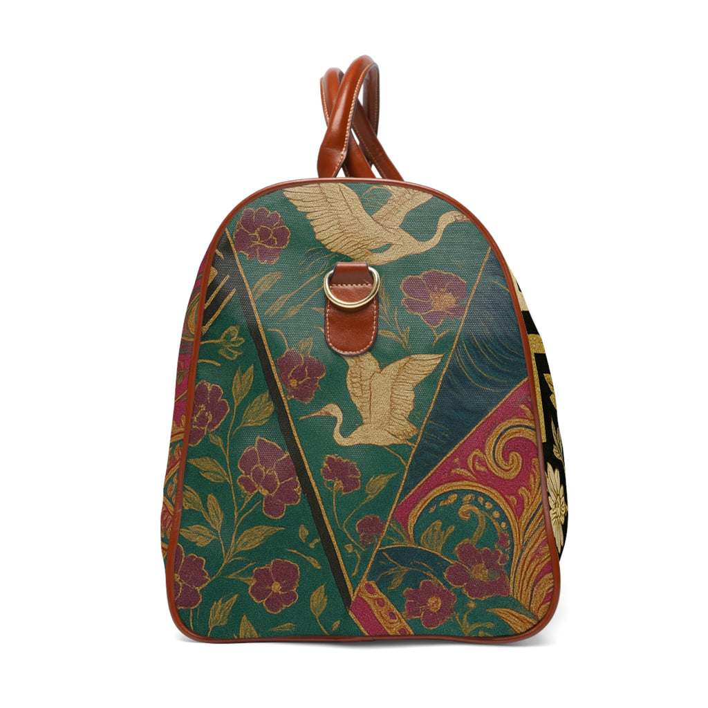 Vintage Floral Waterproof Weekender Bag — Boho Travel Duffel for Women