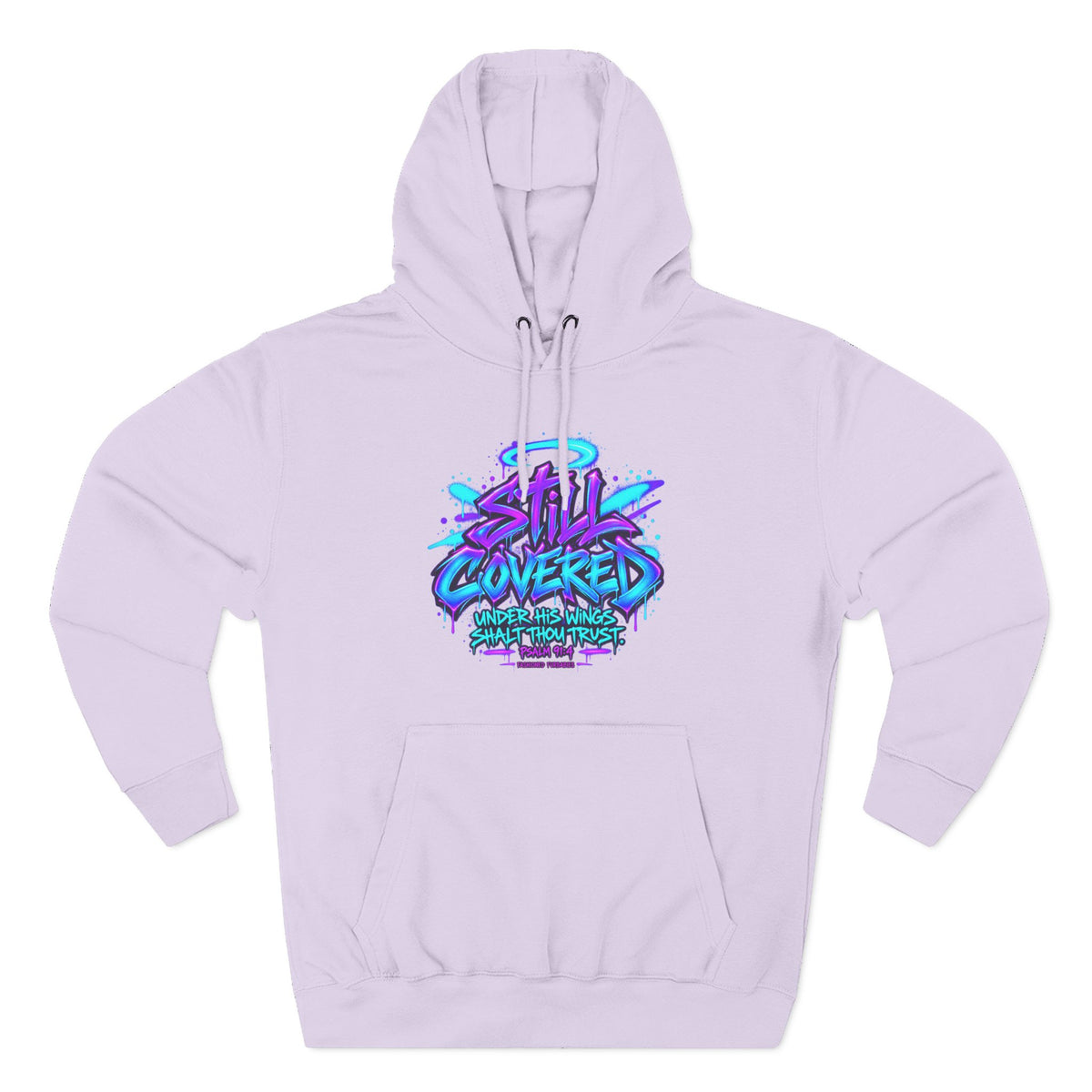 Christian Hoodie — "He Shall Cover Thee" Psalm 91:4 Graphic Fleece Hoodie