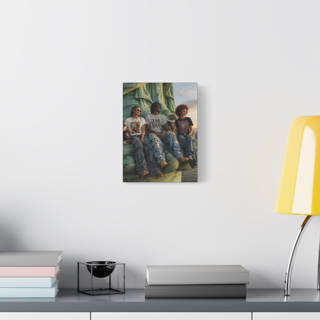 Retro Juneteenth Urban Portrait Matte Canvas Print — Stretched Wall Art
