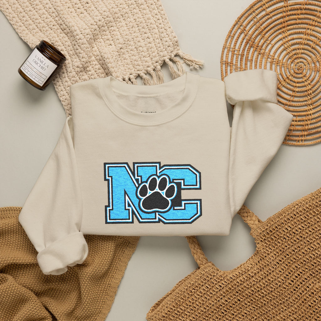 NC Paw Letterman Crewneck Sweatshirt —North Carolina Vintage School Spirit