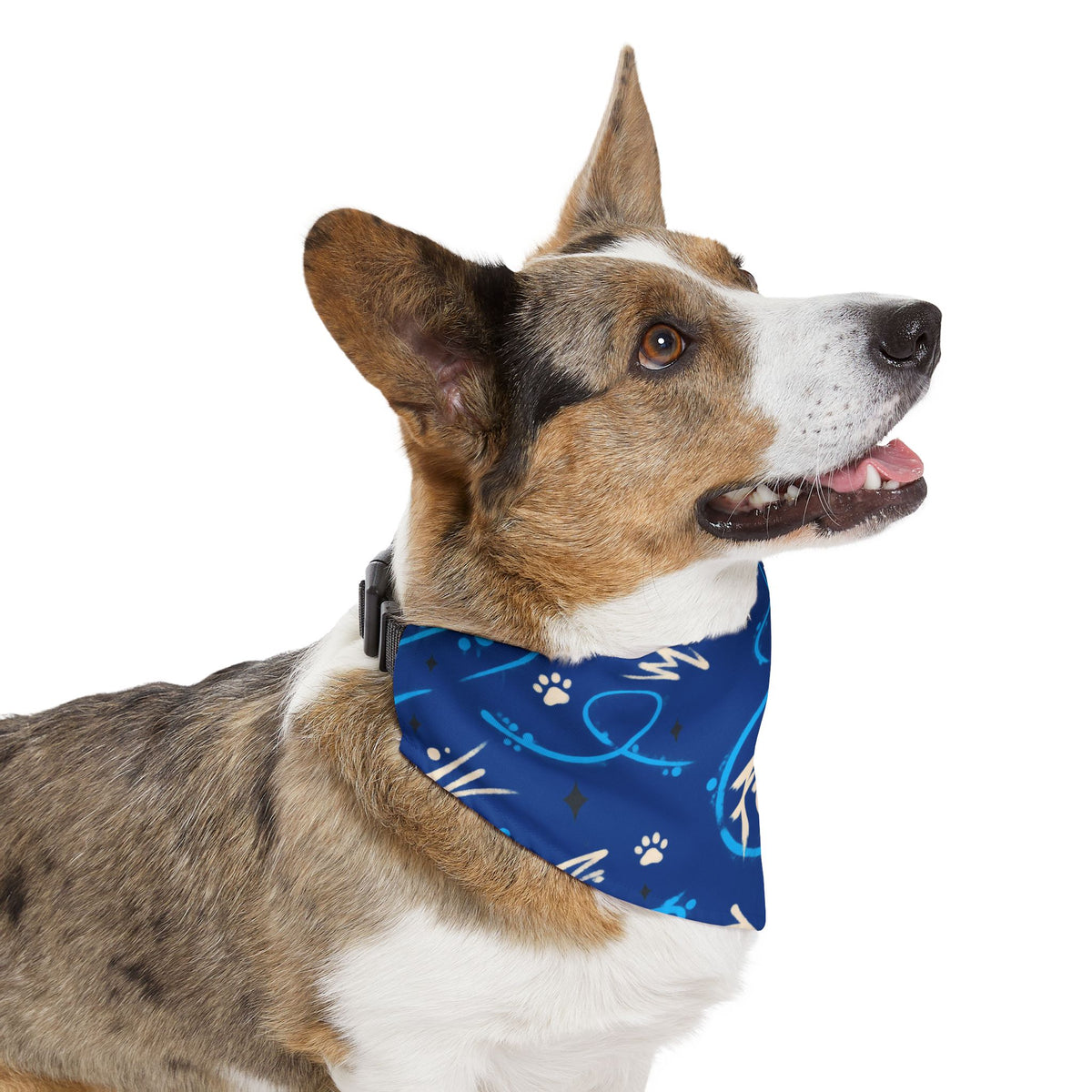 Bandana Collar — Blue Paw Print Pattern with "FFB" Logo