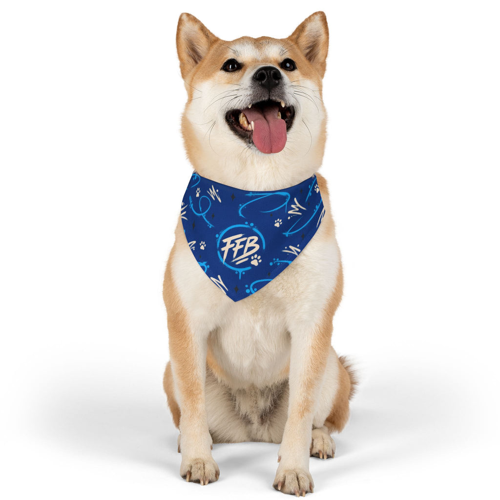 Bandana Collar — Blue Paw Print Pattern with "FFB" Logo