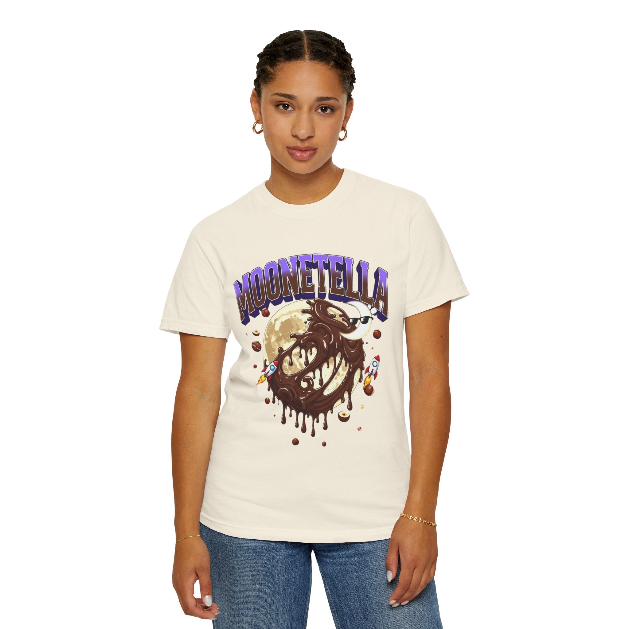 Moonetella T-Shirt — Retro Space Chocolate Moon Graphic Tee (Artemis II Mission Tribute)