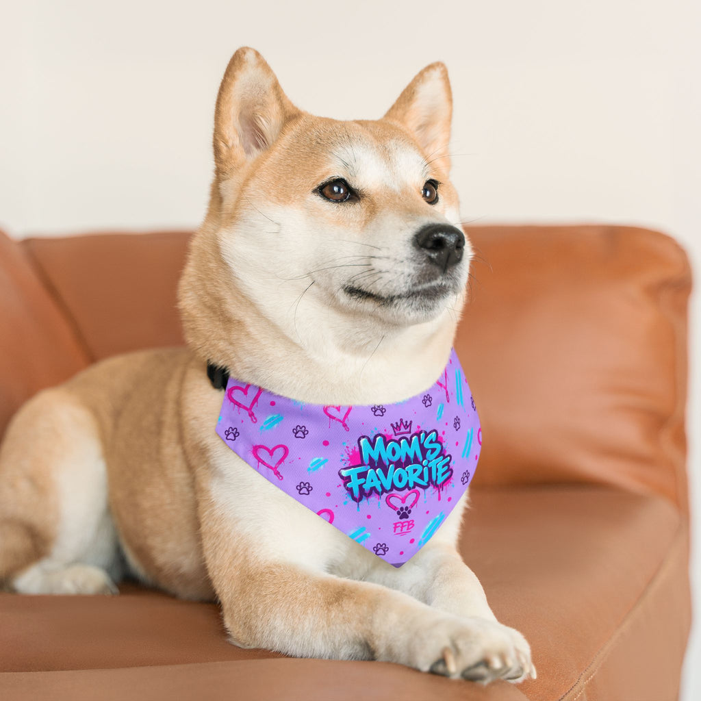 Mom's Favorite Pet Bandana Collar — Pink/Purple Hearts Dog & Cat Accessory