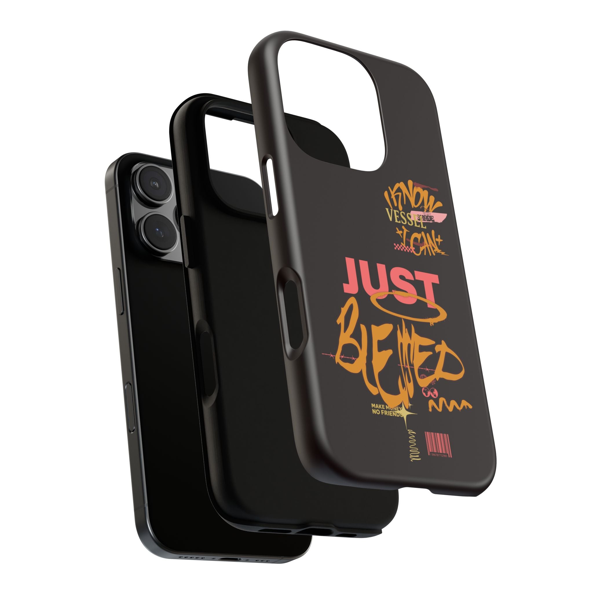 Phone Case — "Just Blessed" Bold Typographic Black Protective Case