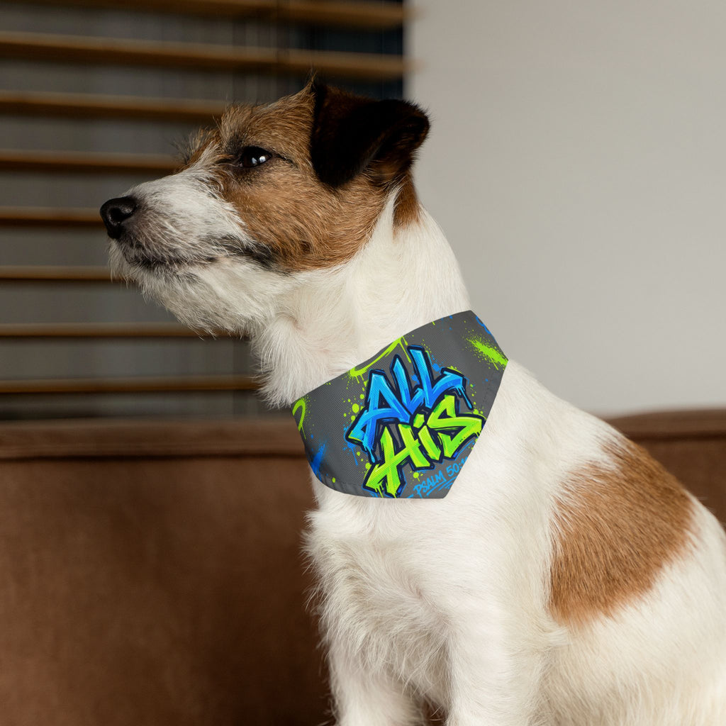 Graffiti "All His" Pet Bandana Collar - Neon Street Style Dog & Cat Accessory
