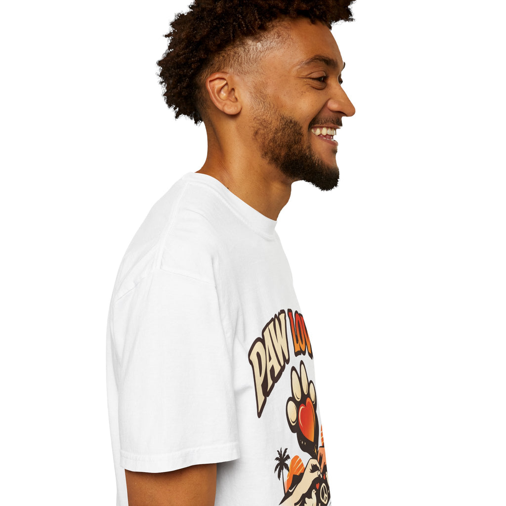 Paw Love T-Shirt — Retro Heart Paw Graphic Tee for Dog Lovers
