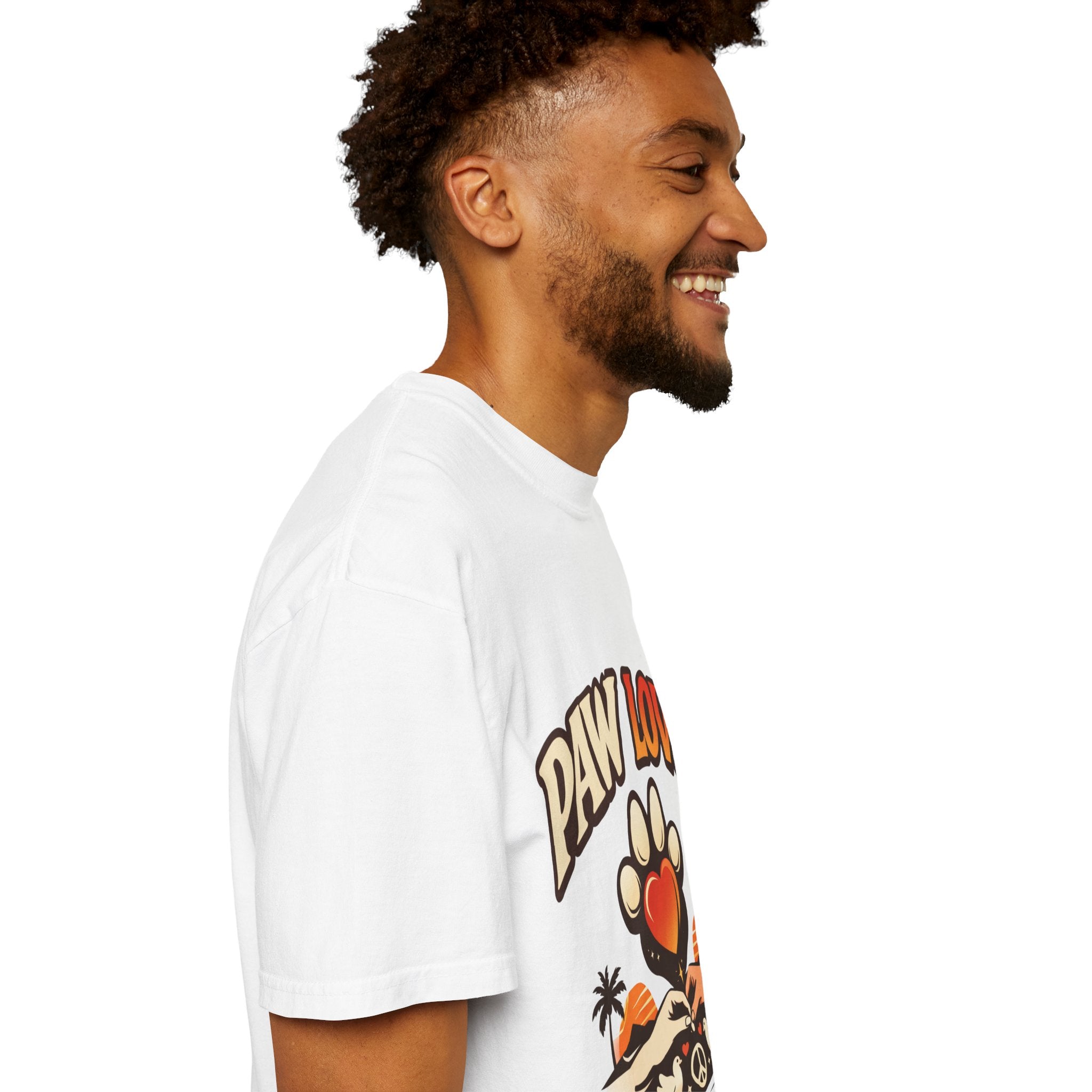 Paw Love T-Shirt — Retro Heart Paw Graphic Tee for Dog Lovers