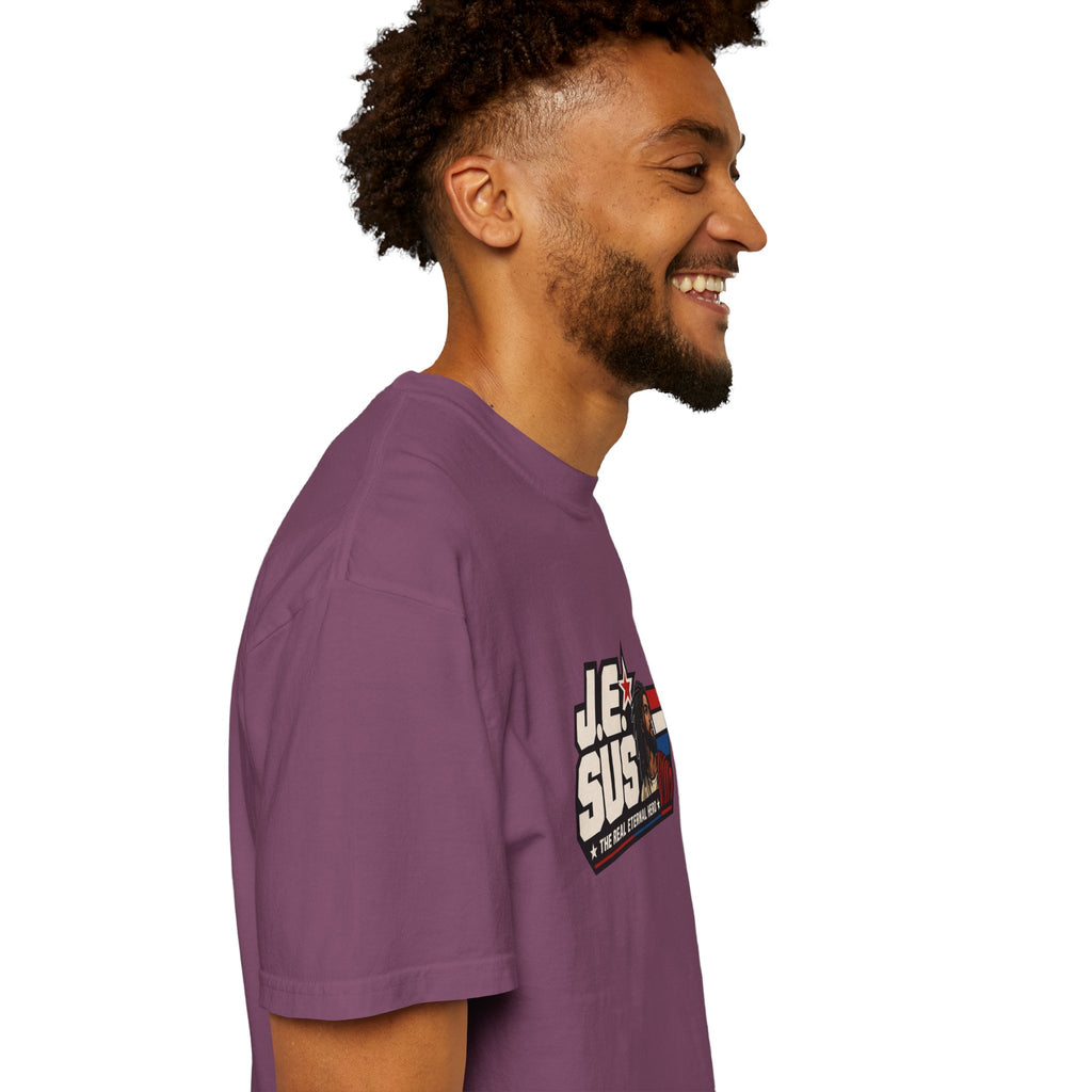 Jesus Retro Graphic T-Shirt — “J.E.SUS The Real Eternal Hero” Christian Vintage Tee