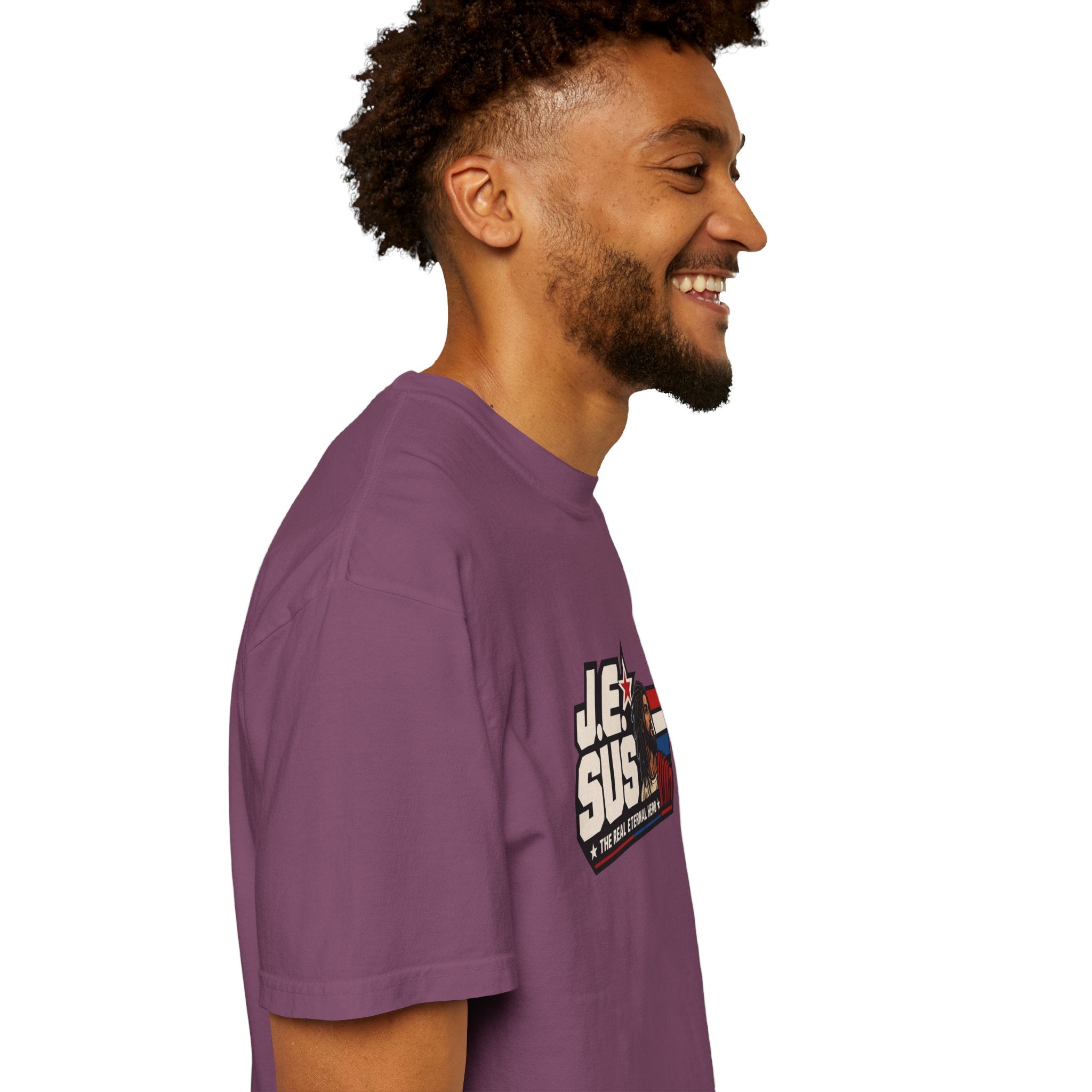 Jesus Retro Graphic T-Shirt — “J.E.SUS The Real Eternal Hero” Christian Vintage Tee
