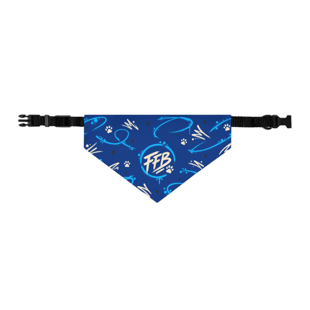 Bandana Collar — Blue Paw Print Pattern with "FFB" Logo