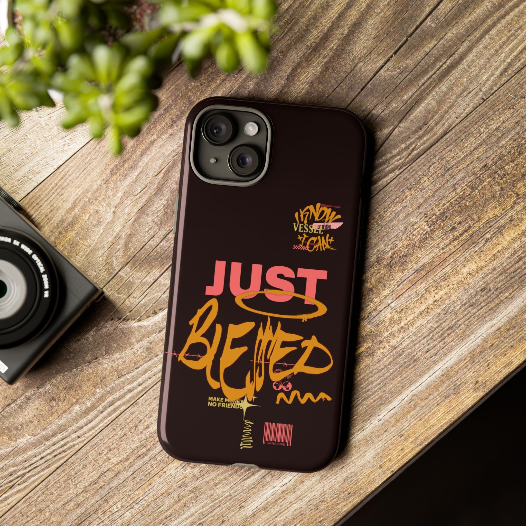 Phone Case — "Just Blessed" Bold Typographic Black Protective Case