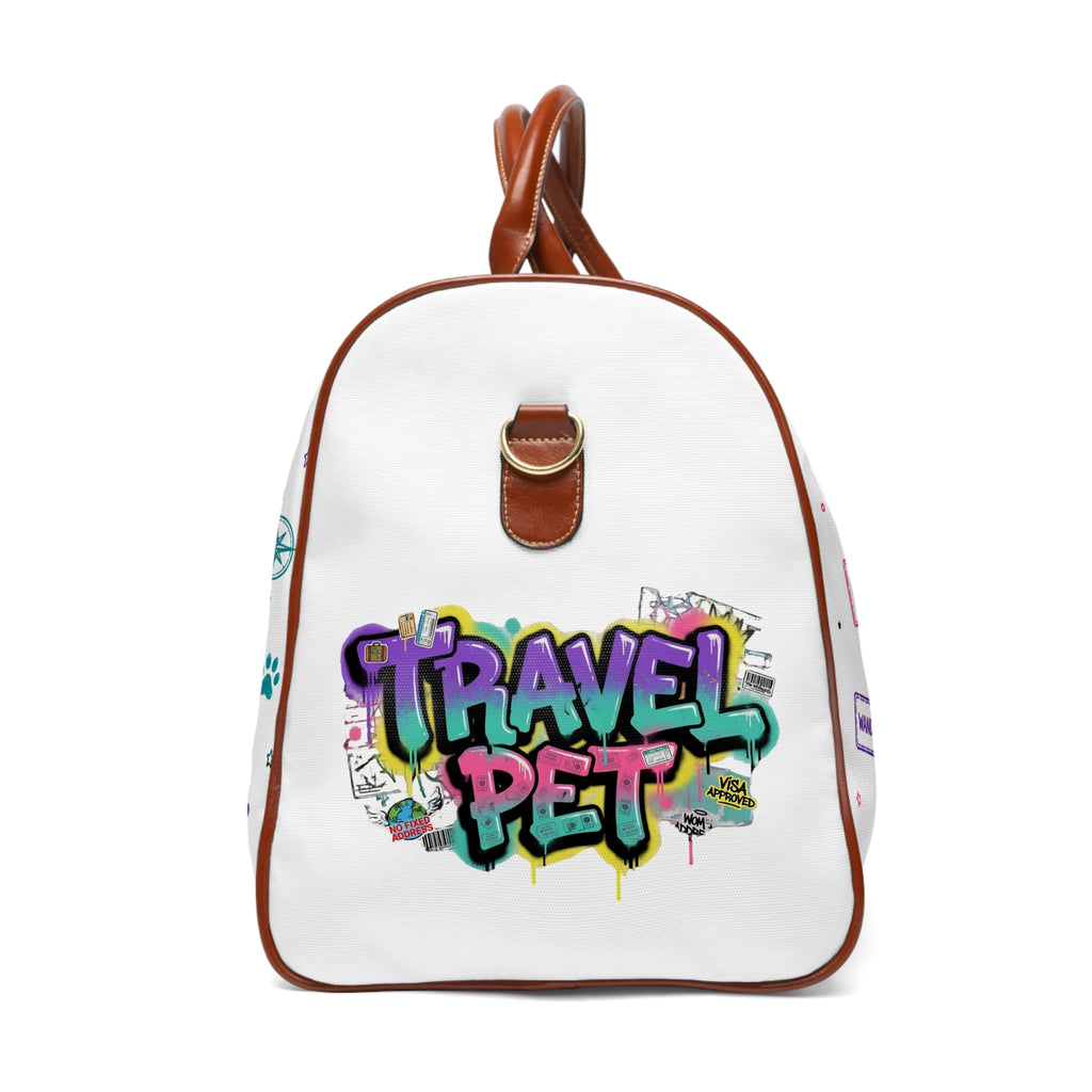 Graffiti 'Travel, Pet, Repeat' Waterproof Travel Bag