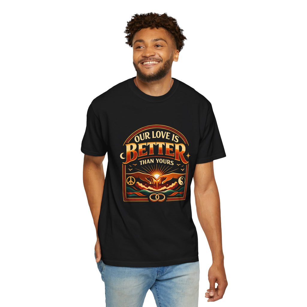 Our Love Is Better Graphic T‑Shirt — Retro Sun & Eagle Vintage Tee