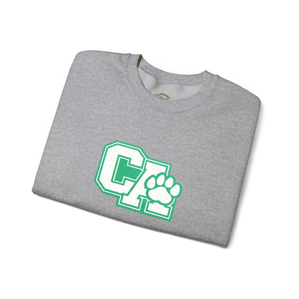California Crewneck Sweatshirt — Green Vintage 'CA' Paw Logo