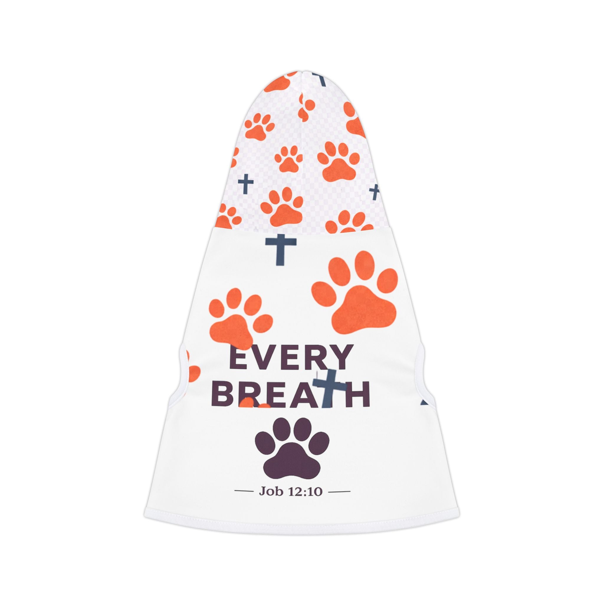 Pet Hoodie — "Every Breath" Paw Print Christian Dog Hoodie, Matching Human Apparel Available