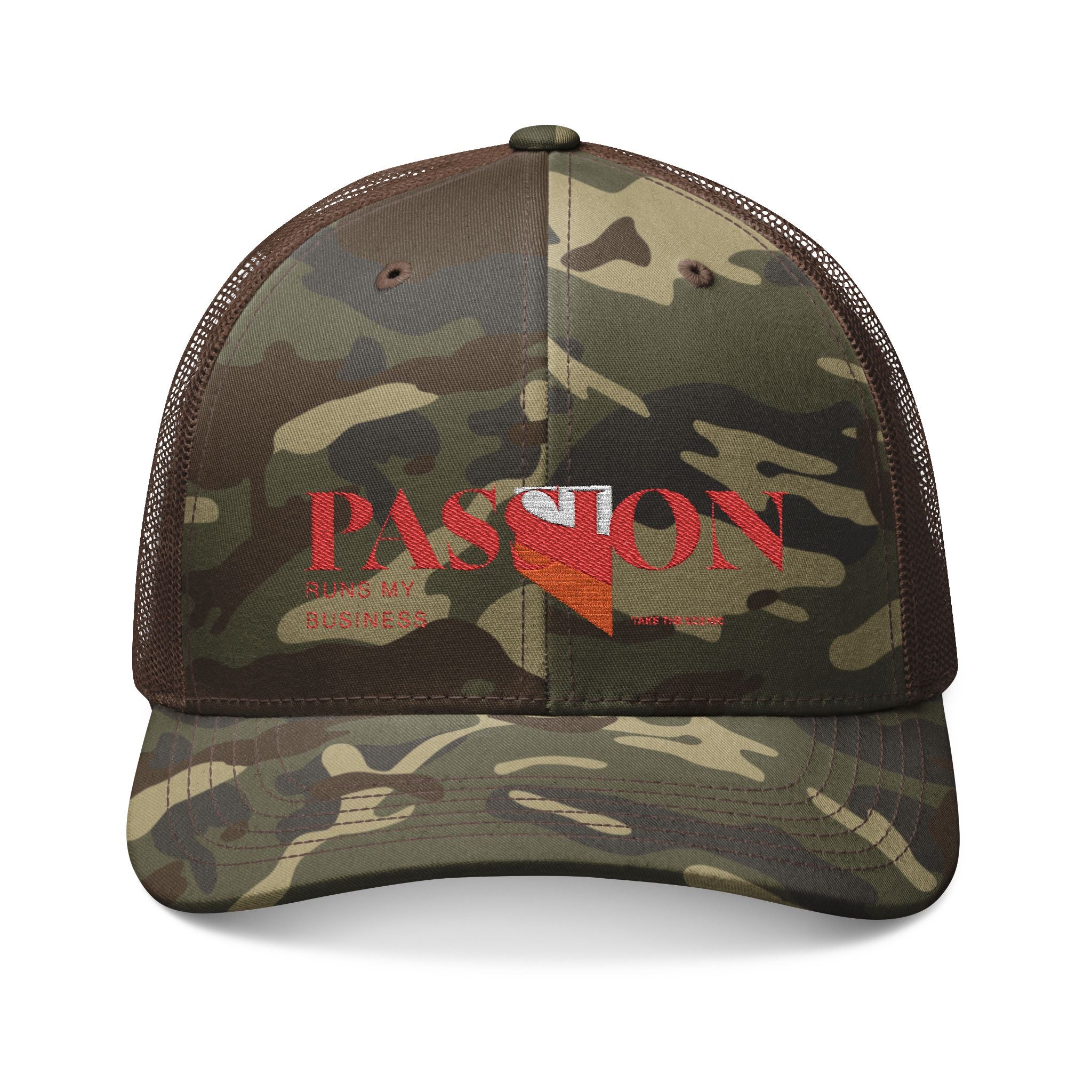 Embroidered Camouflage Trucker Hat - Passion Runs My Business