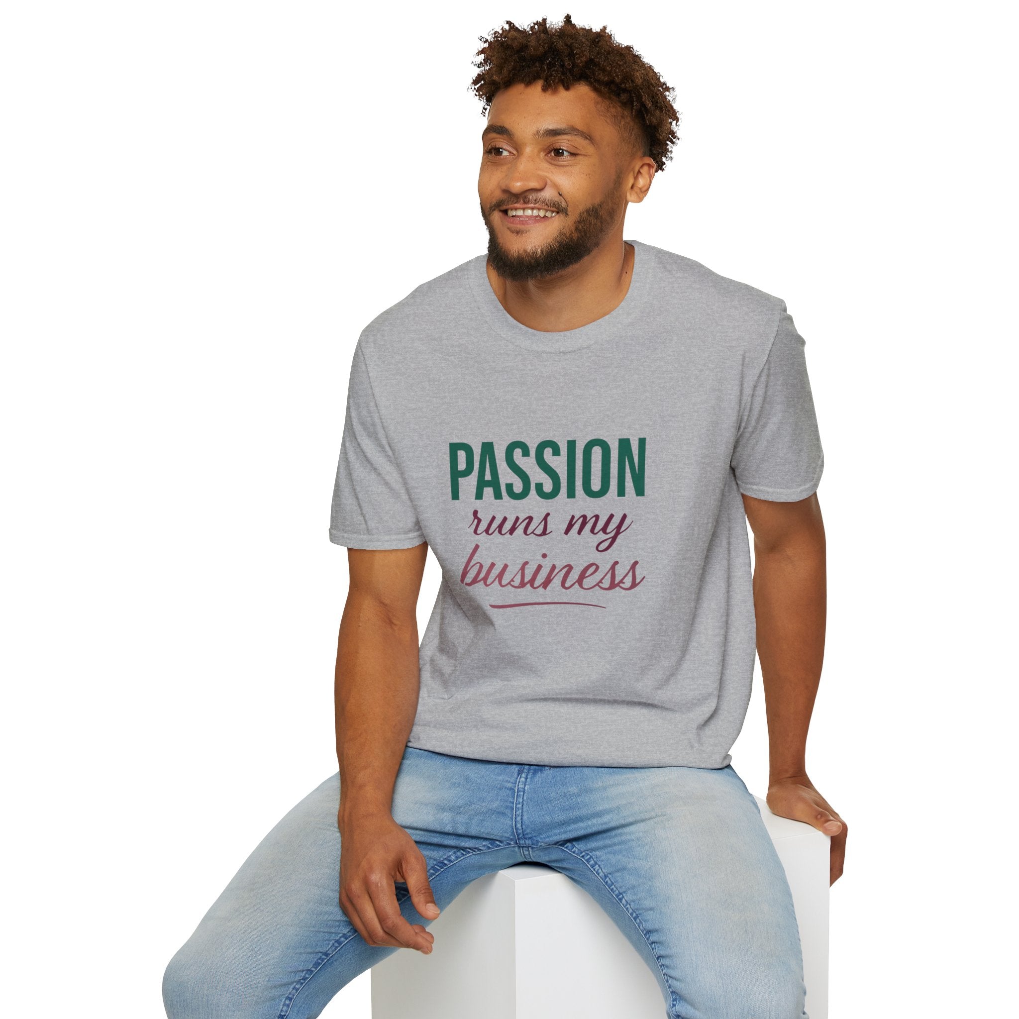 Motivational Passion Runs My Business Unisex T-Shirt with Scripture Back Design